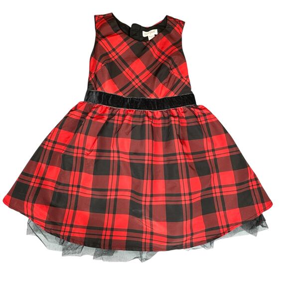 Cat and Jack Dress Girls XS Red Black Buffalo Check Plaid Sleeveless Holidays - Picture 1 of 15